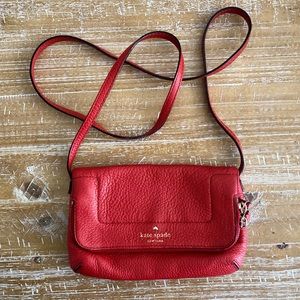 Kate Spade Mansfield Mariana Red Leather Foldover Crossbody Purse NWOT